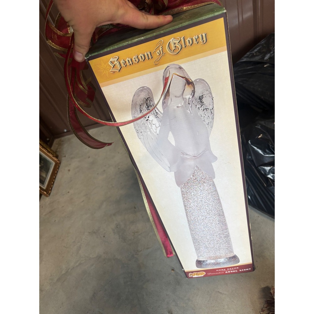 Cracker Barrel Season of Glory Lighted Angel Glitter Lamp 22" NEW in BOX Porch